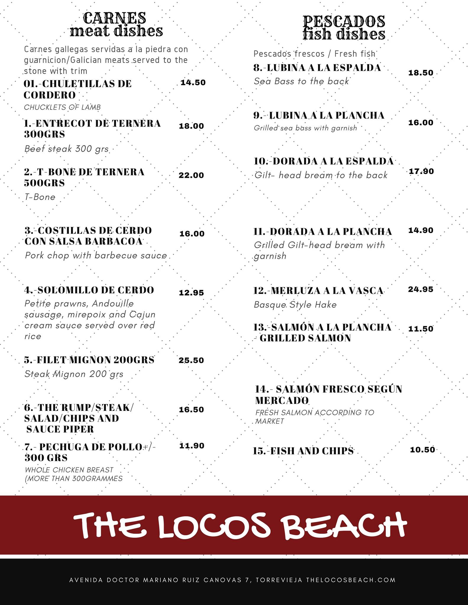  Menu The Locos Beach Restaurante  