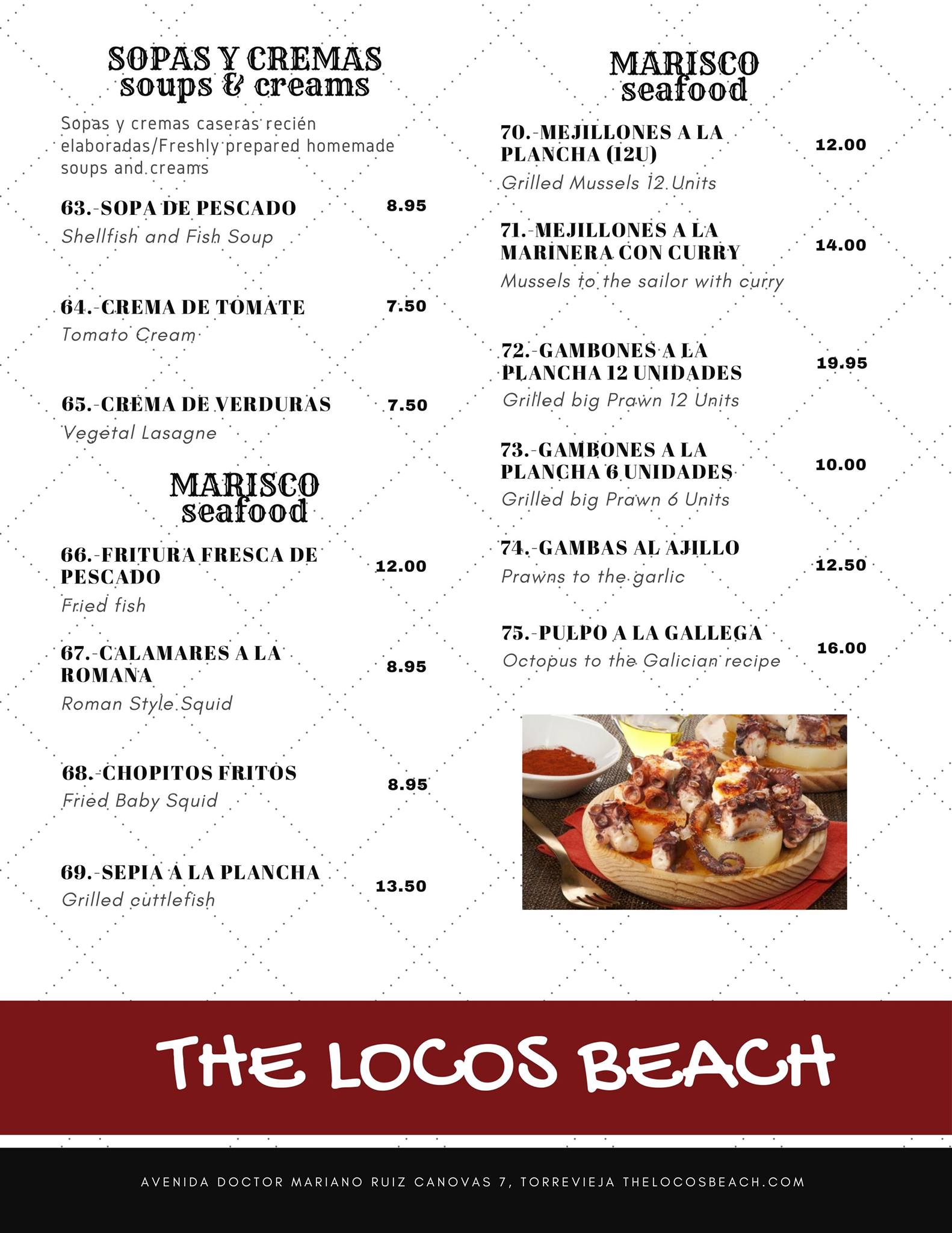  Menu The Locos Beach Restaurante  