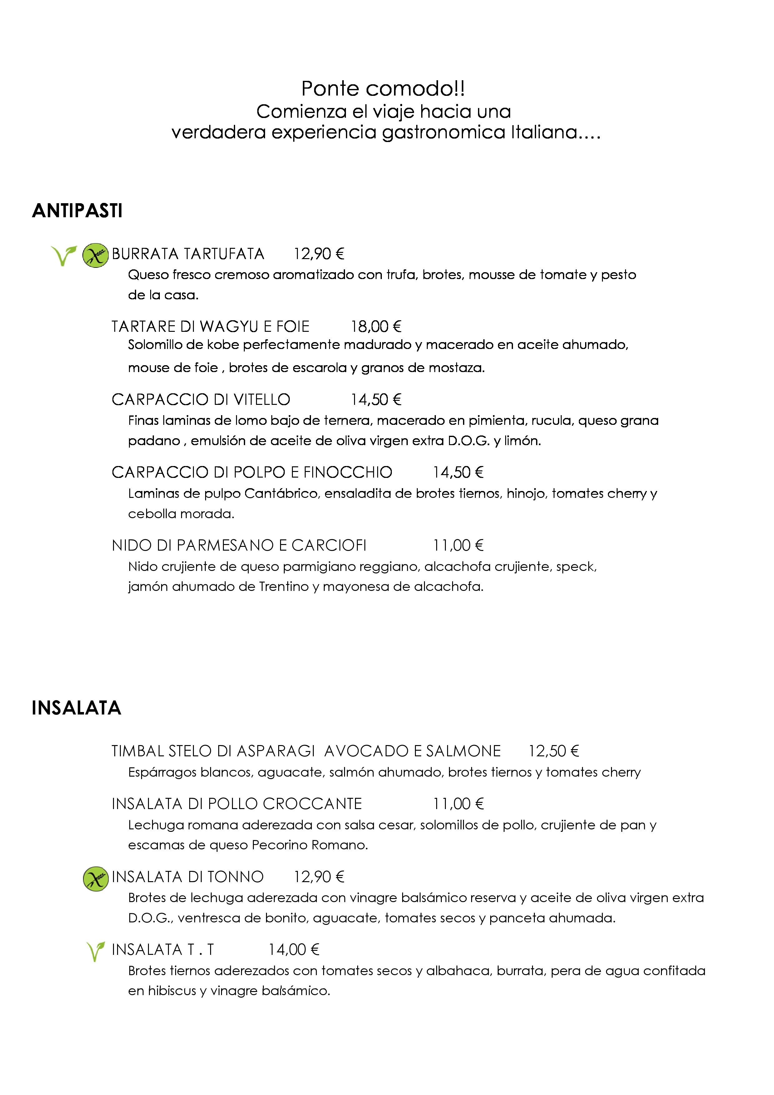  Menu Trattoria Calahorra  