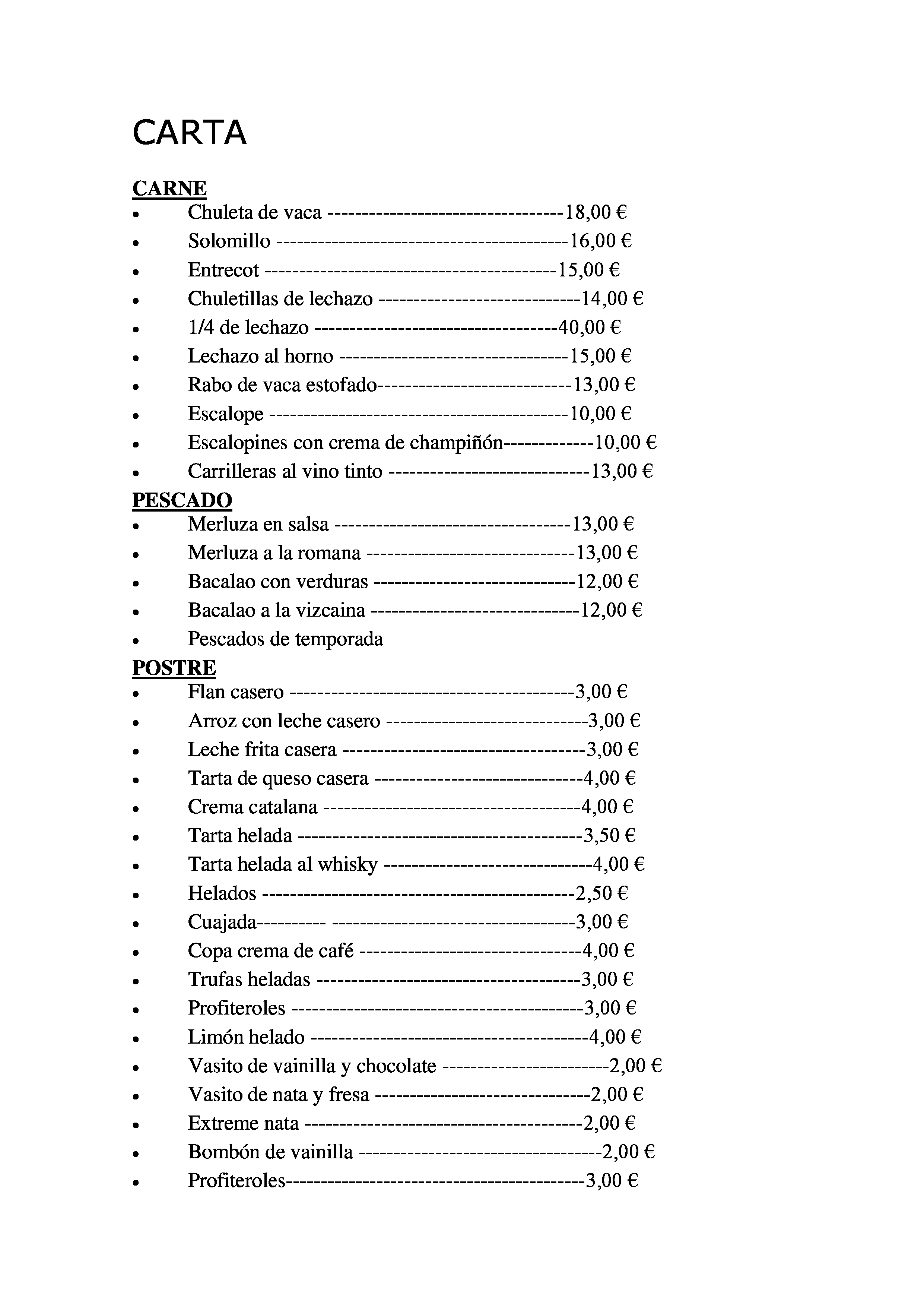  Menu Restaurante El Arriero  