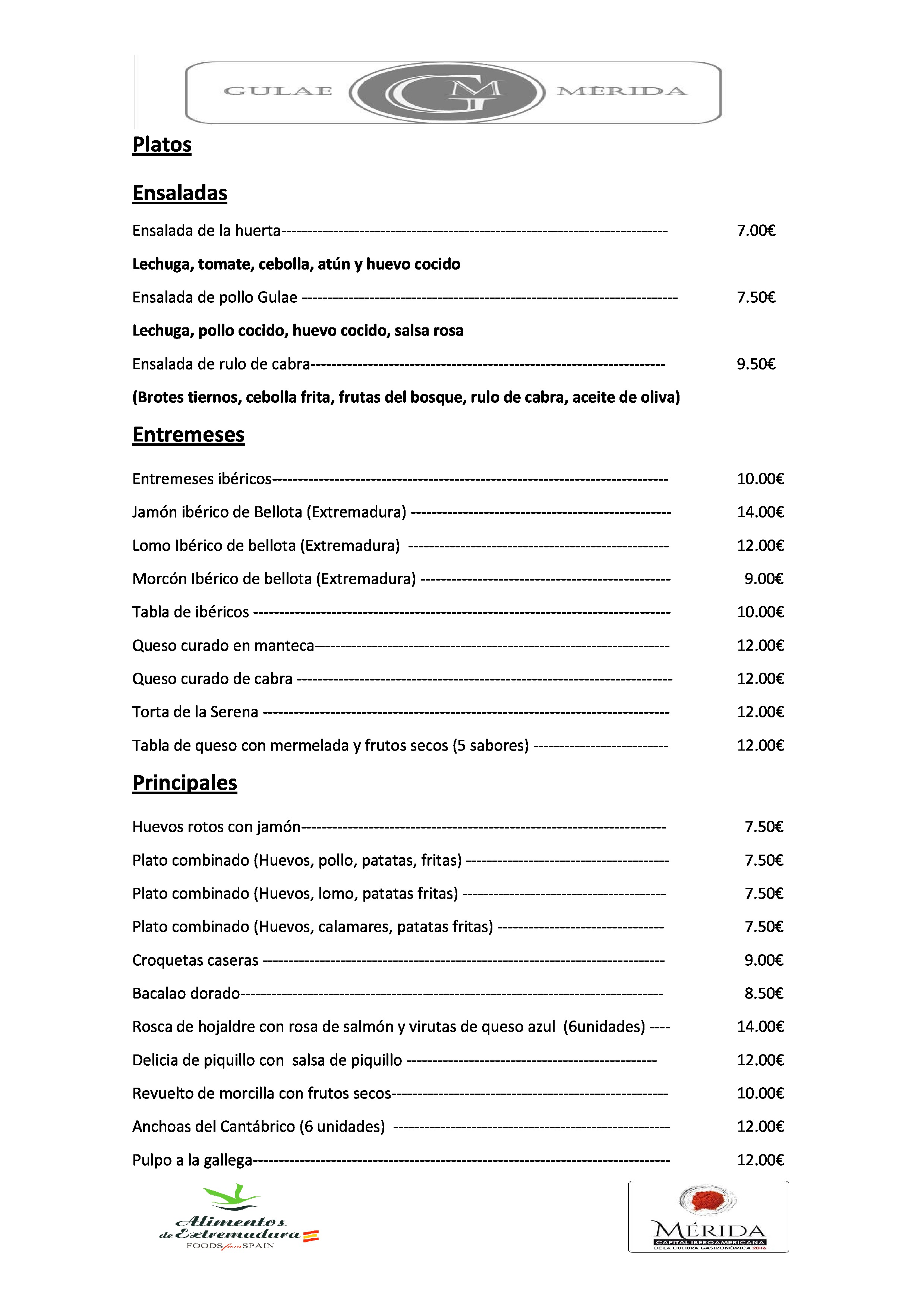  Menu Gulae Mérida  