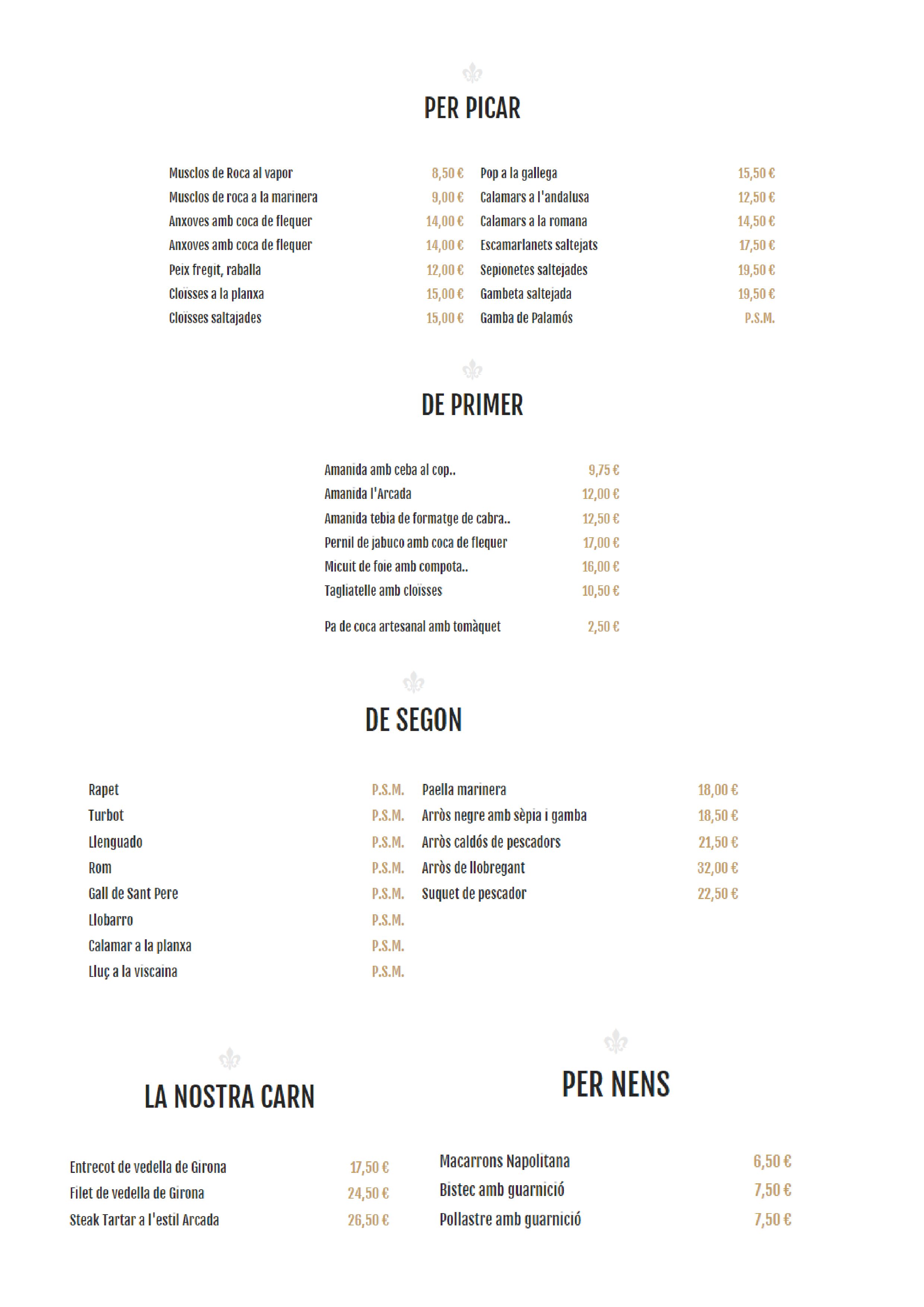  Menu L'Arcada  