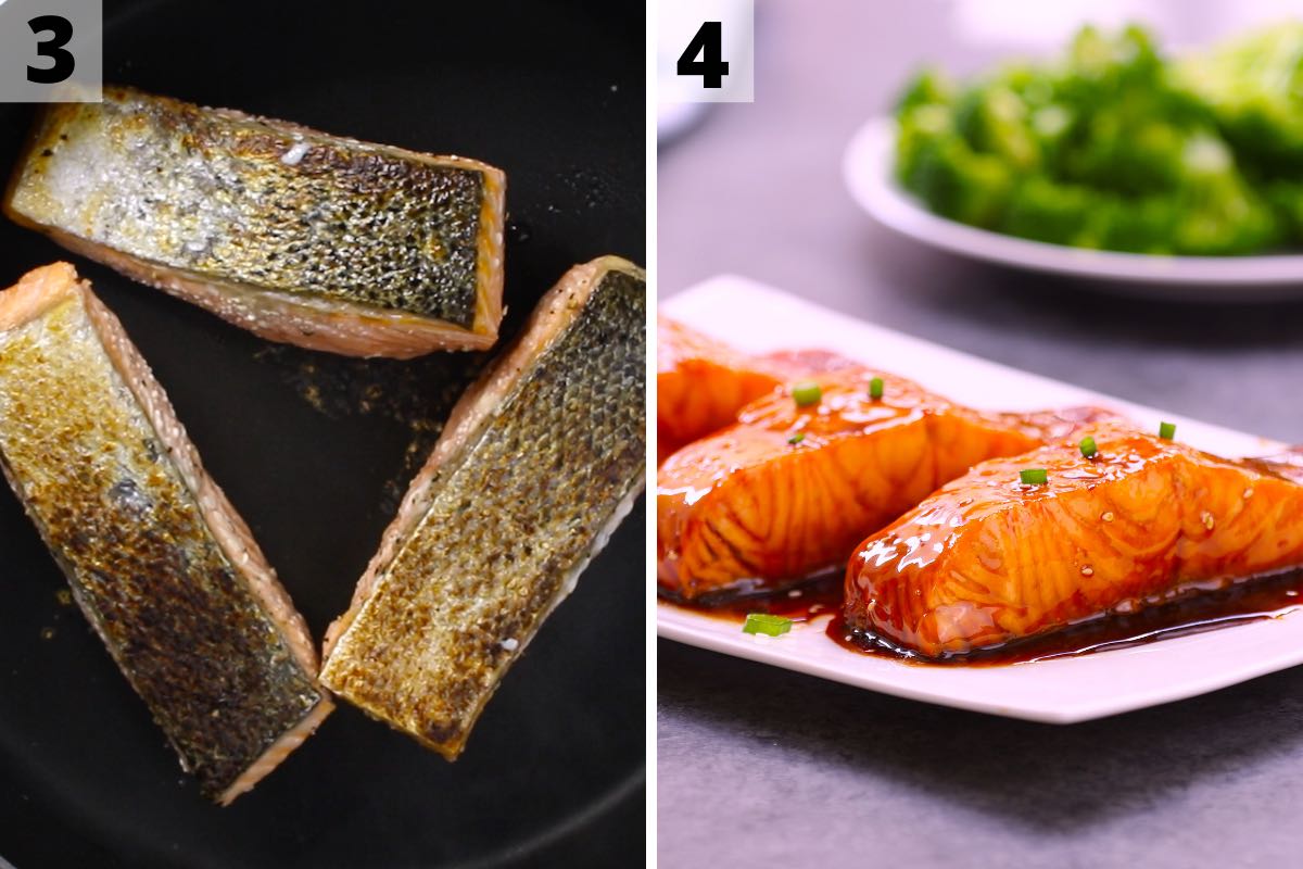 Salmón congelado al vacío: fotos del paso 3 y 4.